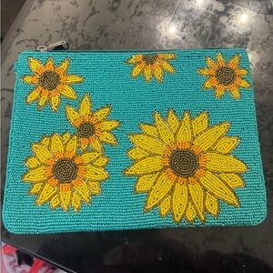 Sunflower beaded clutch